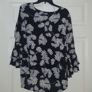 Nine West Monet Garden Blouse Size L